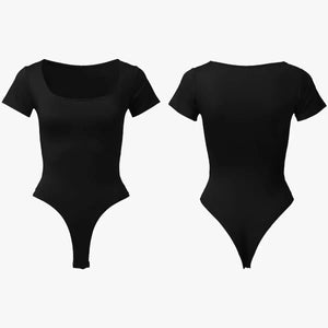 1+1 AKCIÓ RunwayShape EverydayControl Square Neck Rövid Ujjú Alakformáló Tanga Bodysuit